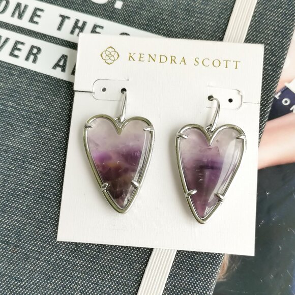 Kendra Scott Jewelry - New Silver kendra scott Ansley Heart Drop Earrings Amethyst